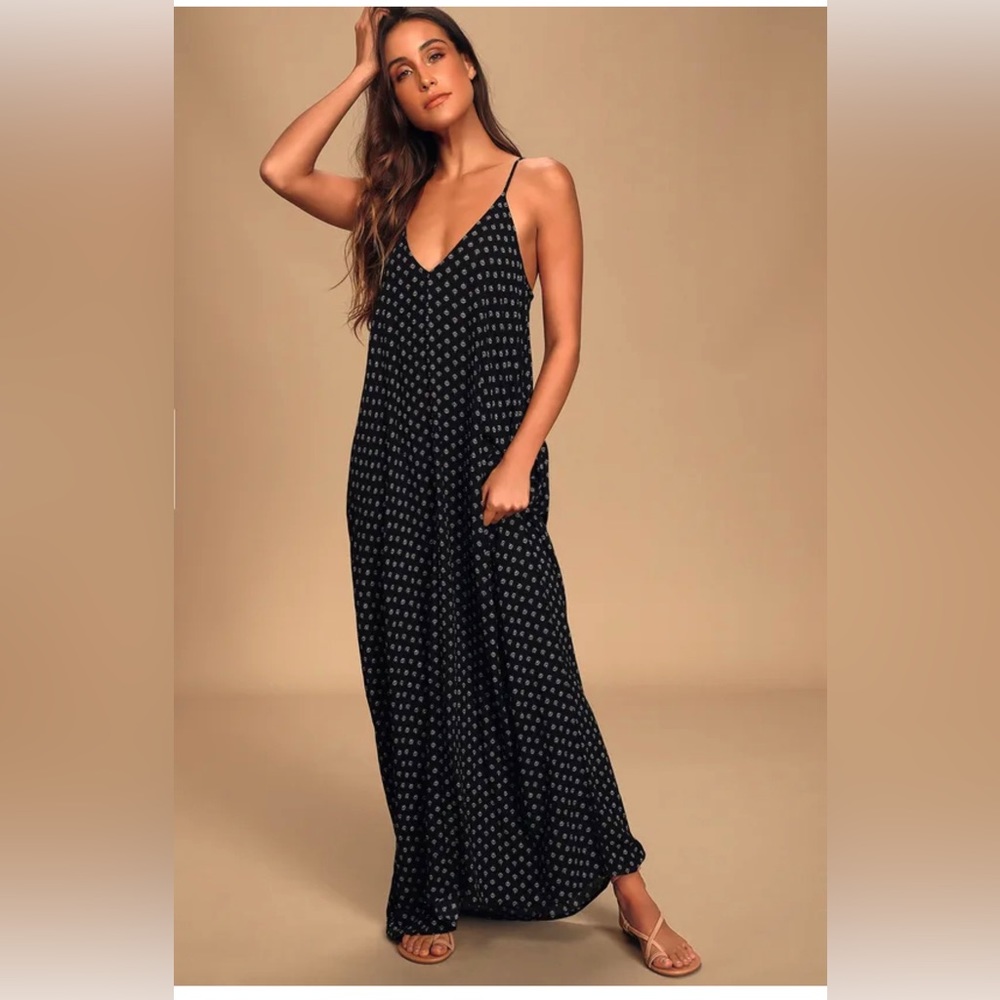 LULUs Yours Tule Black Floral Print Maxi Dress